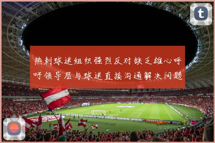 热刺球迷组织强烈反对缺乏雄心呼吁领导层与球迷直接沟通解决问题